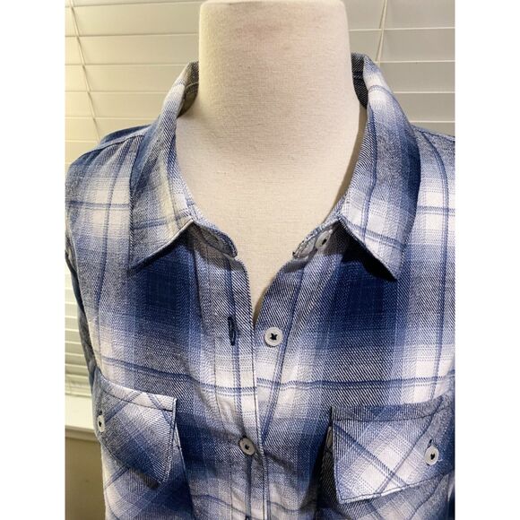dā-sh Blue White Plaid Flannel Shirt M (est.) - Picture 9 of 9